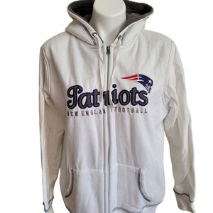 NFL Team Apparel Sweat Jacket with Hood New England Patriots Women's XXL White